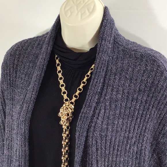 Barefoot Dreams cozy chic lite Heather blue cardigan sweater L - Picture 2 of 7